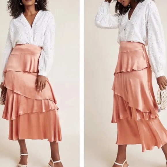 Cassia Maxi Ruffle Tiered Elegant Classy Party Fringe Tassel Modern Hip Skirt - Picture 4 of 4